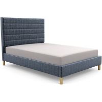 Latitude Run Premium Beaumere Upholstered Bed Frame Crushed Velvet/Denim Small Single (2'6)