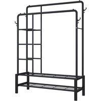 120Kg Capacity 4-In-1 Heavy-Duty Metal Clothes Rack With Side Shelves + Shoe Rack - White Or Black!