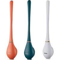 Wall-Mounted Silicone Toilet Brush With Cover - White, Green, Or Orange