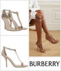 Burberry Toe Ring Sandals Size UK 7 EU 40 Stephanie Shoes Heel 100mm - Soft Fawn