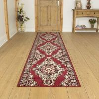 ClassicLiving Baronets Tufted Red Hallway Runner Rug Red Runner 450cm x 80cm
