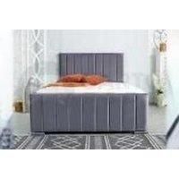 Plush Velvet Grey Modern Bed Frame & Storage Base - 6 Sizes
