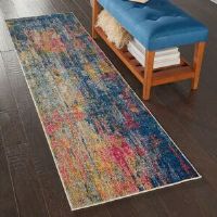 Hashtag Home Ojas Machine Woven Blue/Yellow/Pink Rug Blue/Yellow/Pink/Green Runner 66 x 305cm