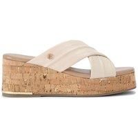 Carvela Women's 'Fresco Cross Wedge' Leather Sandals in Cream | Size: 3