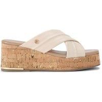 Carvela Women's 'Fresco Cross Wedge' Leather Sandals in Cream | Size: 8