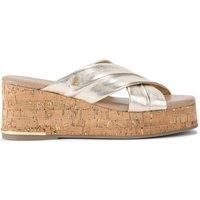 Carvela Women's 'Fresco Cross Wedge' Leather Sandals in Gold | Size: 8