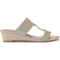 Carvela Women's 'Arletta Mid Wedge' Fabric Sandals in Gold | Size: 7