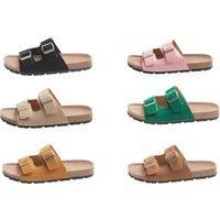 Women'S Faux Suede Double Buckle Sliders - 5 Colours - Pink