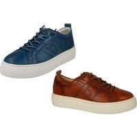 Women'S Bugatti Casual Lace Up Trainers - Navy, Cognac