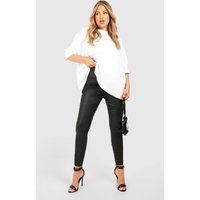 Womens Plus Pu Coated Skinny Jeans