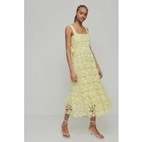 Petite Lace Strappy Square Neck Midi Dress