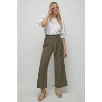 Linen Mix Tie Paper Bag Waist Trousers