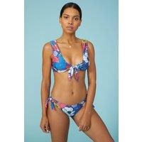 Bold Floral Knot Front Detail Bikini Top