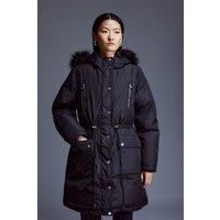 Premium Padded Fur Trim Hooded Parka Coat