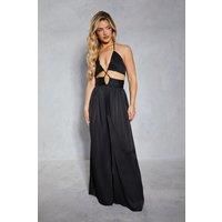 Misspap Black Wide Leg Jumpsuit Womens Going Out Jumpsuits