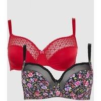 Dd+ 2 Pack Pansy Floral Non Padded Balcony Bra