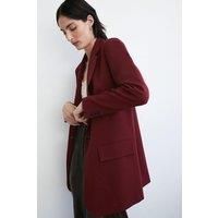 Warehouse Womens Blazer Wine Longline Single Breasted Casual Jacket
