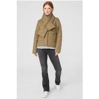 Side Pocket Quilted Padded Jacket With Removable Scarf