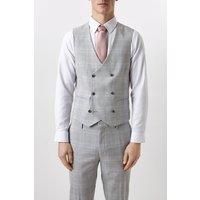 BURTON Slim Fit Grey Textured Check Waistcoat