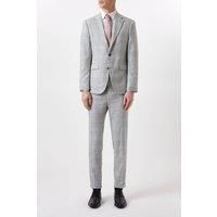 Mens Slim Fit Grey Textured Check Suit Jacket - 36R