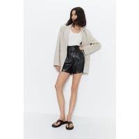 Belted Faux Leather High Waisted Short