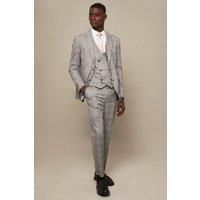 Mens Slim Fit Grey Highlight Check Suit Jacket