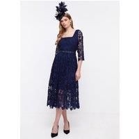 COAST Square Neck Lace Dress With 3/4 Sleeve