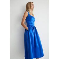 Satin Twill Midi Full Skirt