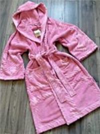 BURBERRY PINK JACQUARD CHECK HOODED TOWELLING ROBE SIZE S RETAIL £750 BNWT - Small (UK 10-12) Regular