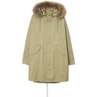 Burberry Unisex Faux Fur Cotton Parka Hunter Light Green Parka Jacket | Size: Small