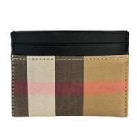 Burberry Leather & Canvas Classic Check Card Holder