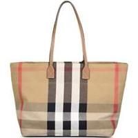 Burberry 'London' Canvas Tote Bag Taupe Brown