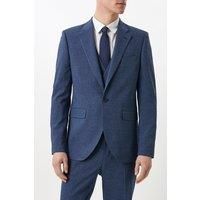 Slim Fit Blue Semi Plain Suit Jacket