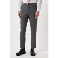 Mens Skinny Grey Texture Grid Check Suit Trousers