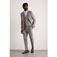 BURTON Skinny Fit Grey Fine Check Suit Trousers
