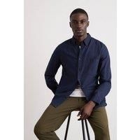 Burton Mens Button-Up Shirt Navy Long Sleeve Collared Casual All Seasons