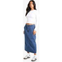 Womens Petite Denim Midaxi Skirt