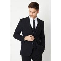 Burton Mens Suit Black 3 Piece Tailored Fit Smart Jacket Twin Back Vent