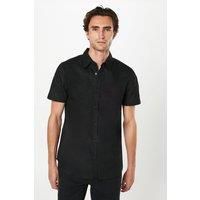 Burton Mens Button-Up Shirt Black Collared Short Sleeve Casual All Seasons
