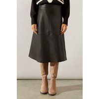 Faux Leather Seam Detail A Line Skirt