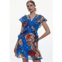 Tall Graphic Lace Trim Floral Woven Mini Dress