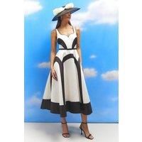 Coast Womens Midi Dress Mono Colour Block Full Skirt