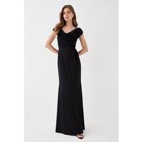 Ruched Bardot Fishtail Slinky Jersey Gown