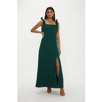 Oasis Womens Midi Dress Emerald Satin Tie Shoulder Bridesmaids Spring Summer