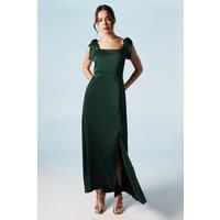 Oasis Womens Midi Dress Emerald Satin Tie Shoulder Bridesmaids Spring Summer