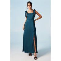 Oasis Womens Midi Dress Navy Satin Tie Shoulder Bridesmaids Spring Summer
