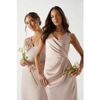 Coast Womens A-Line Maxi Dress Mocha Satin Wrap Silhouette Spring Summer
