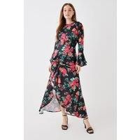 Debut London by Coast Printed Satin Ruched Side Dress