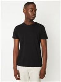 Mens Black Plain Crew Neck T-Shirt - S