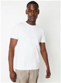 Mens White Plain Crew Neck T-Shirt - S